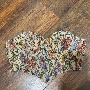 Floral Cropped Bustier corset top women medium bohemian cottagecore vintage boho